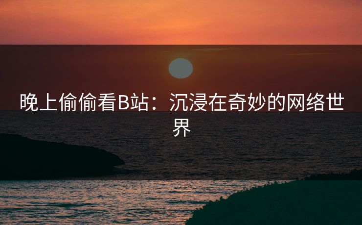晚上偷偷看B站：沉浸在奇妙的网络世界