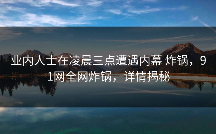 业内人士在凌晨三点遭遇内幕 炸锅，91网全网炸锅，详情揭秘