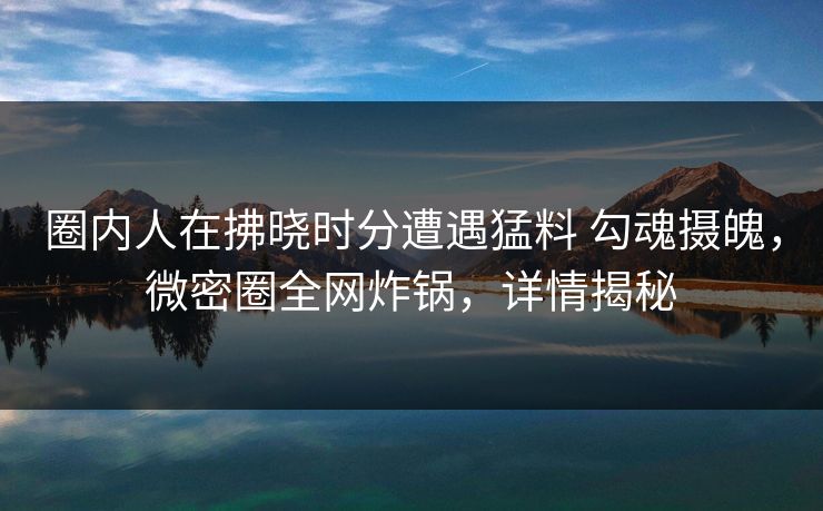圈内人在拂晓时分遭遇猛料 勾魂摄魄,微密圈全网炸锅,详情揭秘 圈内人在拂晓时分遭遇猛料 勾魂摄魄,微密圈全网炸锅,详情揭秘