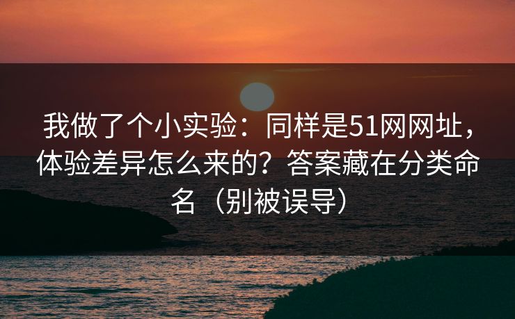 我做了个小实验：同样是51网网址，体验差异怎么来的？答案藏在分类命名（别被误导）